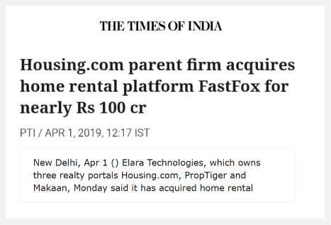 Housing.com parent firm acquires home rental platform FastFox for nearly Rs 100 cr